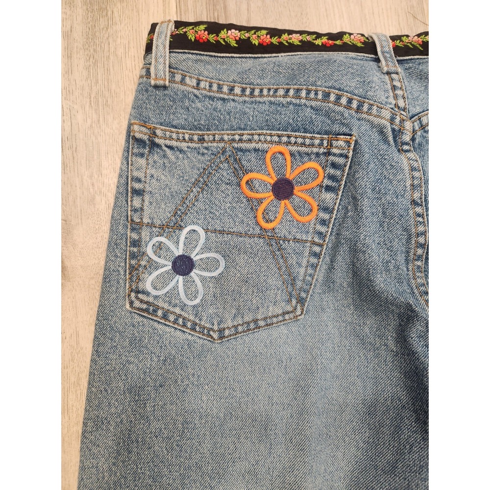 VTG Cache Sz 10 Embroidered Floral Y2K Bohemian Hippie Womens Button Fly Jeans - Picture 11 of 13